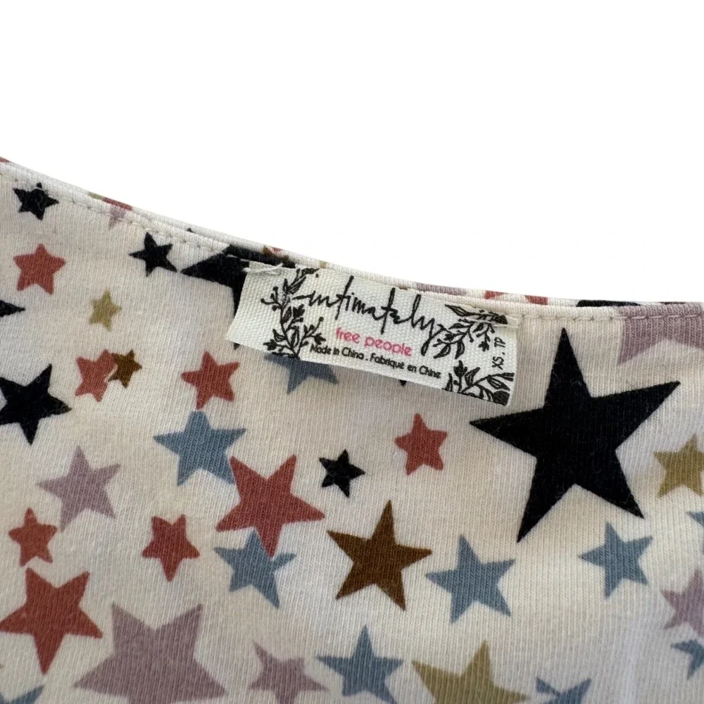 Free People Girls Like Us Bodysuit XS Ivory Star Print Y2K Celestial Festival